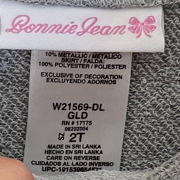 Bonnie Jean Toddler Girl Sweater Dress Metallic Knit Gold Gray 2T Pleats Holiday - Picture 7 of 14